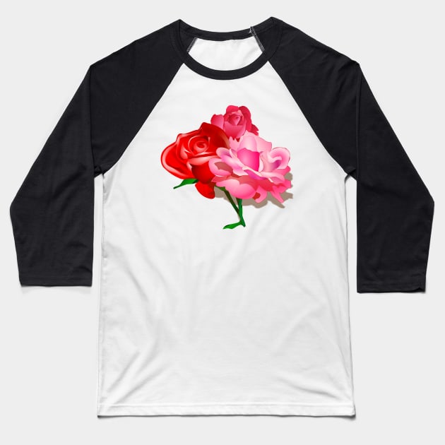 Colorful Roses Baseball T-Shirt by Benny Merch Pearl